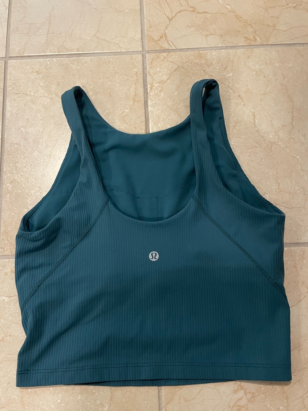 lululemon athletica Ribbed Deep Teal Scoop Neck Crop Tank - Picture 2 of 11